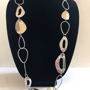 Chico’s long hanging silver necklace